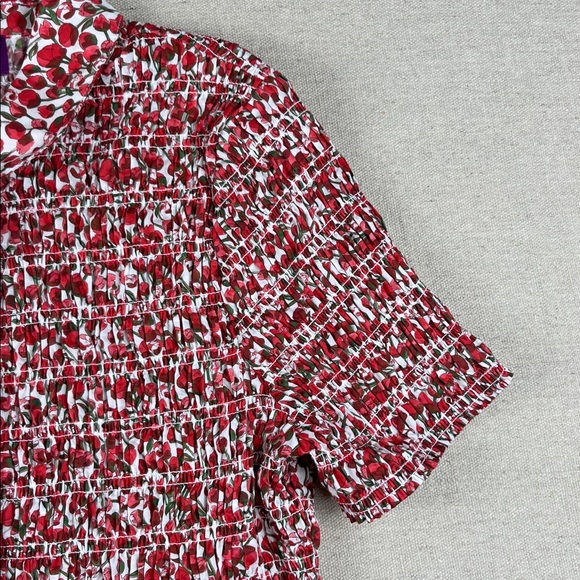J. Crew smocked button up in Liberty Eliza’s Red 
Size: Medium - Picture 3 of 6